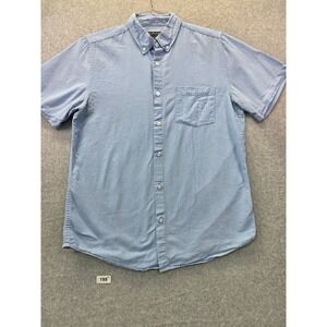 Primark Mens Slim Fit Oxford Shirt Short Sleeve Light Blue Cotton Size M